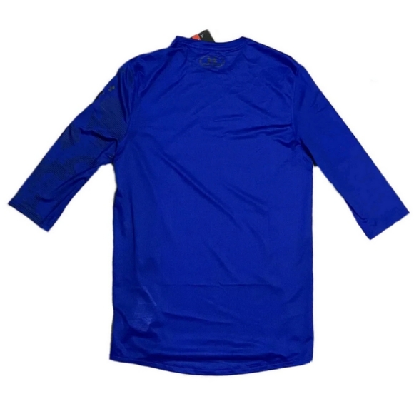 UNDER ARMOUR Shirt Training Heat Gear Fitted Blue Running 3/4 Sleeve Mens Small - Picture 2 of 4